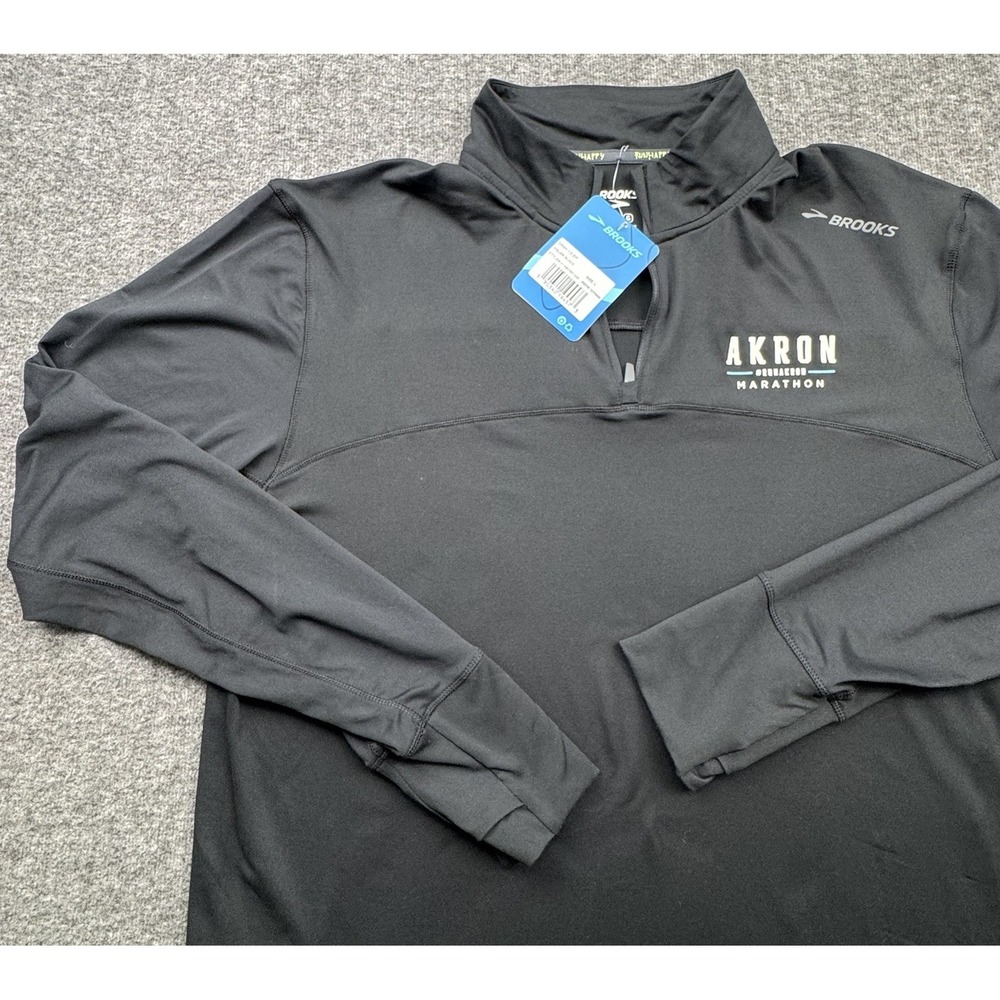 Brooks‎ Dash 1/2 Zip Running Top Men's Sz Large 211091-001 Black Akron Marathon